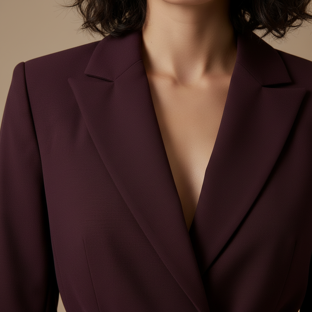 Ensemble Tailleur Prune – Blazer Ceinturé & Pantalon Large