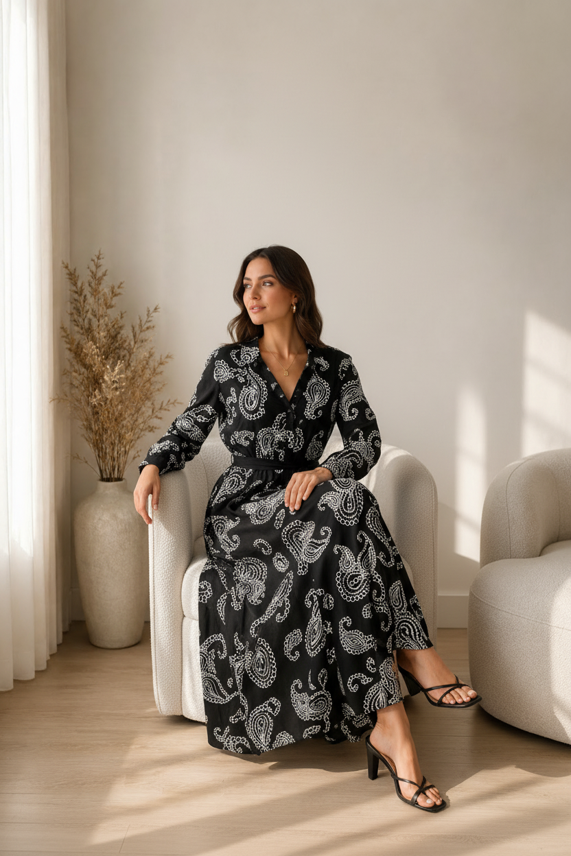 Robe paisley - pose assise